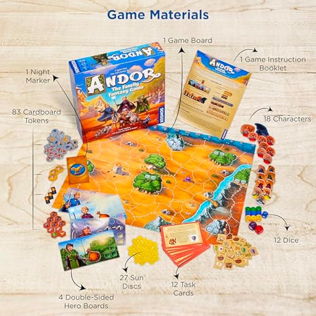 Thames & Kosmos Legends of Andor - The Family Fantasy Game, Cooperative Strategy Board Games for Family Night, Ideal for Adults and Kids, For 2 to 4 Players, Age 7+