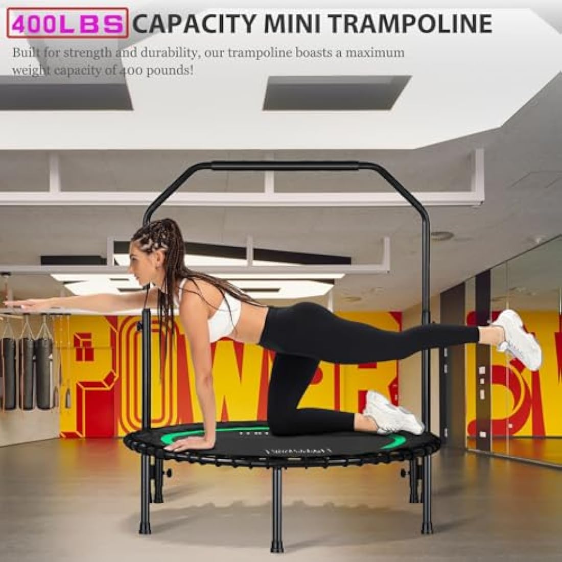 DARCHEN 200 KG Rebounder Trampoline for Adults, Indoor Small Rebounder Exercise Mini Trampoline for Workout Fitness for Quiet and Safely Trampoline Indoor [100 CM]