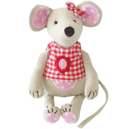 Mouse - Medium Girl with Red Gingham Top & Bow - 20cm - Powell Craft