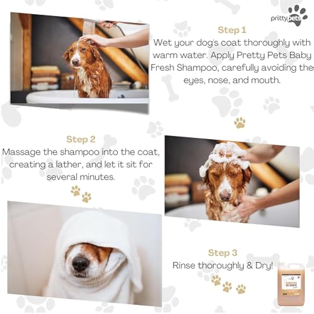 Oatmeal Dog Shampoo PRITTY PETS 5 LITRE Oatmeal Shampoo for Dogs - Professional PH Balanced, Cruelty Free, Silicone & Paraban Free, Puppy Friendly Dog Grooming Shampoo - Made in the UK (5L)