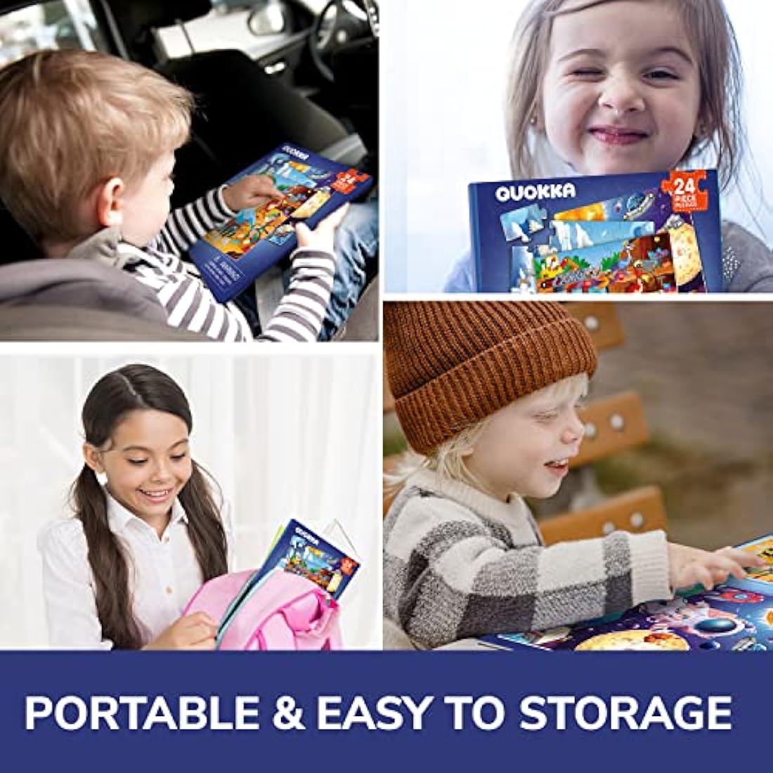 QUOKKA Magnetic Puzzles for 2 3 Year Olds - Travel Games for Kids Age 4 5 - Travel Toys for Toddlers on Plane Car Ride - 24 Pieces Jigsaw Games For 3 yo with Space & Dino - Plane Activities For Kids