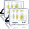 YIQIBRO 100W LED Floodlight Outdoor 2 Pack, IP67 Waterproof Outside Security Lights, 10000LM 7000K Cool White LED Floods Light Outdoor Spotlight for Garden, Garage, Warehouse, Workshop, Factory