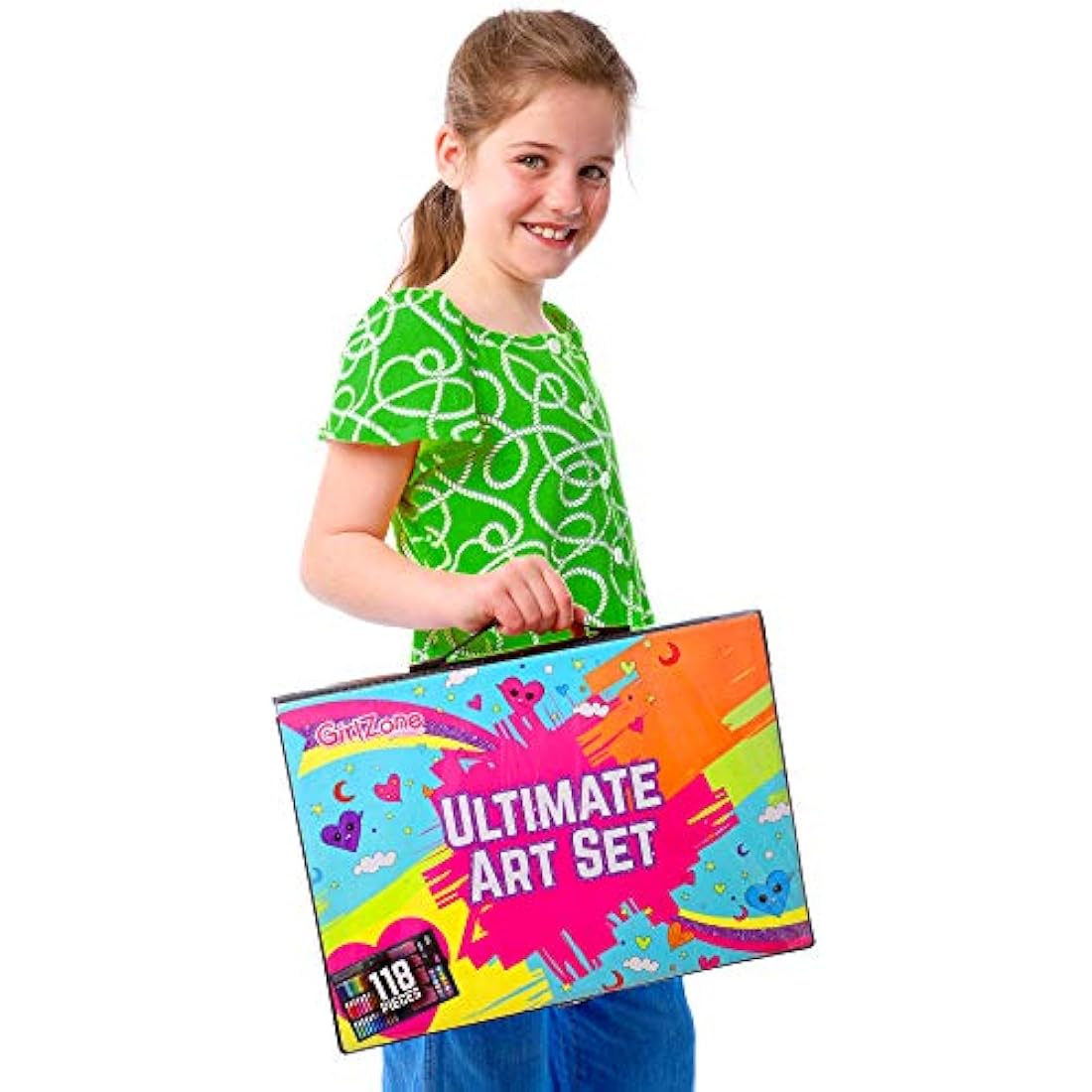GirlZone Ultimate Art Set for Girls, 118-Piece Awesome Arts and Crafts Kit for Kids, Fun Girls Toys Age 7 Set & Great Gift Idea for Creative Kids