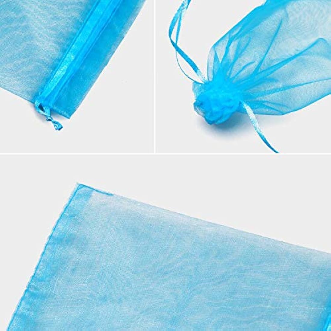G2PLUS Lake Blue Organza Gift Bags: 13x18 CM Clear Mesh Pouches, 100 PCS Organza Jewellery Bags, Large Favour Pouches for Wedding, Birthday Party Supplies