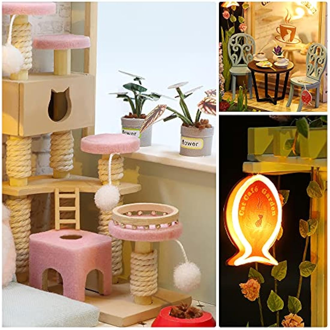 CUTEBEE Miniature with Dollhouse Furniture, DIY kit Wooden Dollhouse As well as dust and, 1:24 Creative Room for Valentine's Day Gift Idea M2111
