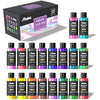 ABEIER Iridescent Acrylic Paint, Set of 18 Chameleon Colours, 2 oz/60ml Bottles, Colour Shifting, Non-Toxic, High Viscosity, Blendable, Paints on Rocks Crafts Canvas Wood, Fabric, Ceramic & Stone