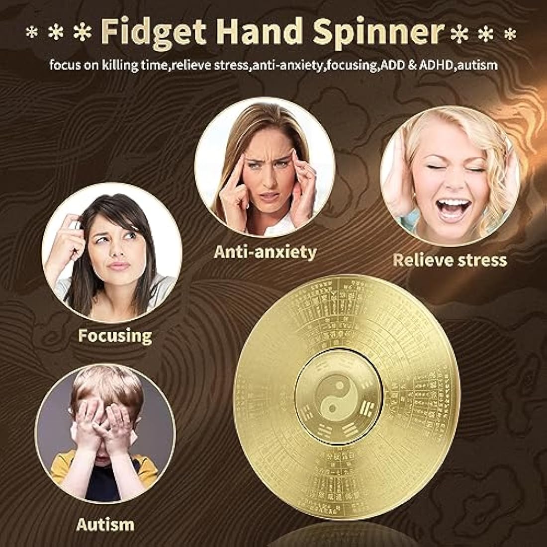 Vofolen Fidget Spinner Stainless Steel Metal Bearing High Speed 3-6 Min Spins Hand Spinner Stress Relief Toys EDC ADHD Anxiety Finger Fidget Toys for Kids Adults