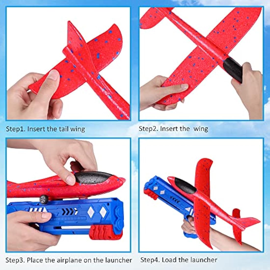 Ksera Airplane Toy Launcher with 2 Foam Glider Planes, Birthday Gift for Boys & Girls Aged 5-11