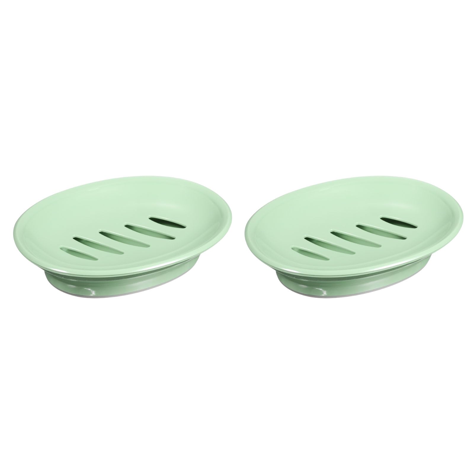 sourcing map Soap Container, 2Pcs 15.5x11cm Plastic Soap Dish with Drain, Removable Double Compartment Soap Holder for Bathroom, Shower, Kitchen