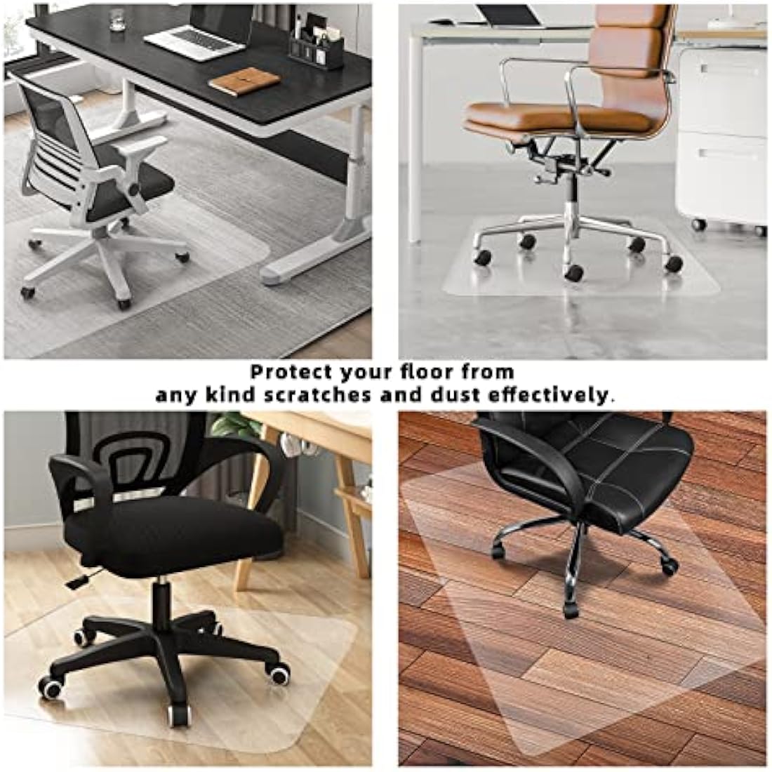 Office Chair Mat for Hard Floors Transparent, 90x120cm PVC Hard Floor Protection Mat, Non-Slip Hardwood Floor Chair Mat, Multi-Purpose Floor Protector for Office Home Room - Rectangle