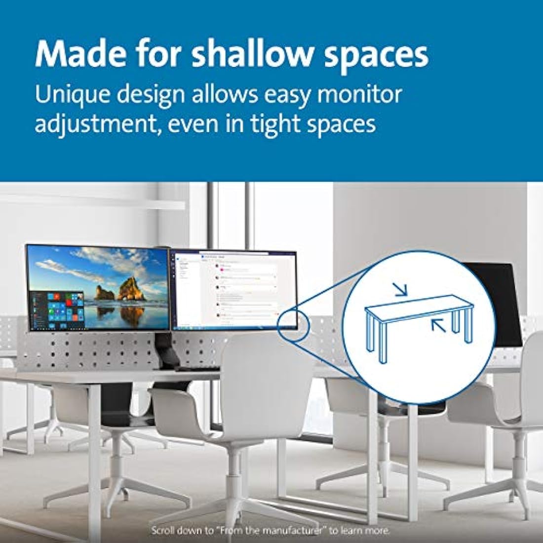 Kensington Monitor Arm with Vesa Mount - Dual Monitor Arm for Home Office Height Adjustable Settings, Black, K55513WW