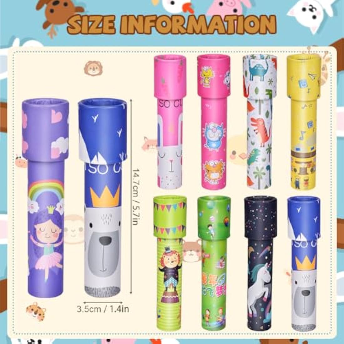 Ainiv 12 PCS Medium Kaleidoscope Toys for Kids, Retro Classic Kaleidoscopes Educational Toys for Kids New Year Christmas Stuffers Bag Fillers Birthday Party School Classroom Prizes(Random Color)