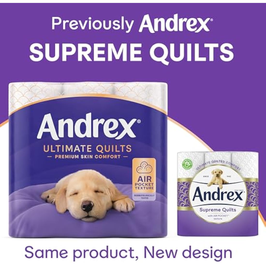Andrex Ultimate Quilts Toilet Tissue 24 Rolls, Air Pocket Technology for Soft, Thick Sheets - 4 Quilted Toilet Rolls x 6 Packs, FSC Certified