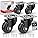 GBL Heavy Duty Castor Wheels Set of 4 with Brakes + Screws - 50mm - 200 kg Load - No Floor Marks Caster Wheel for Moving Furniture - Rubbered Swivel Trolley Wheels for Trolley