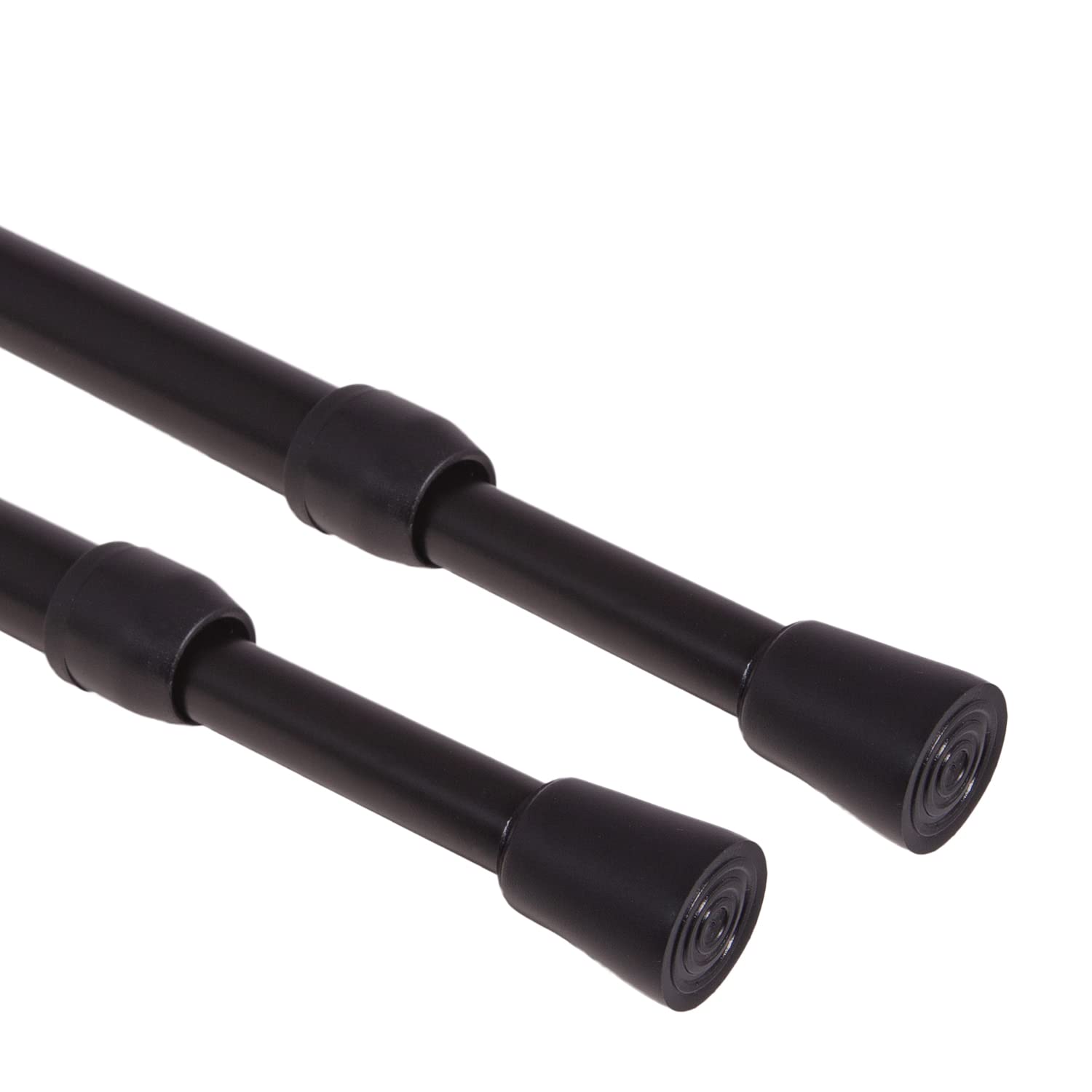 GCurtain 2PCS Shower Curtain Pole No Drilling, Spring Tension Pole, 17-27 Inch, 1/2 Inch Diameter, Rubber Cap on Either End, Black