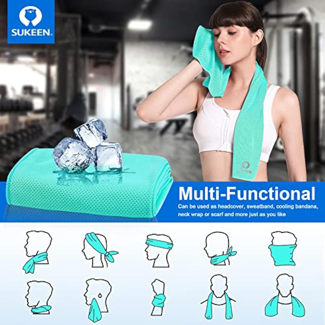 Sukeen Cooling Towel 20 Pack (40"x12") Ice Towel,Bulk Breathable Chilly Twoles,Microfiber Towel for Neck Face for Yoga,Sport,Running,Gym,Workout,Camping,Fitness,Travel & More Activities