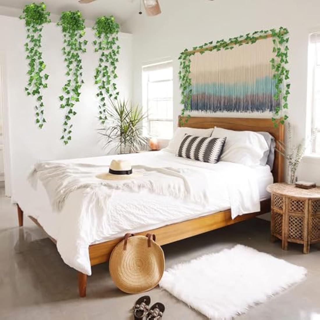 CQURE 36Pcs 252FT Artificial Ivy Garland Vines for Room Decor UV Resistant Green Leaves Fake Plants Hanging Vine Plant for Wedding Party Garden Wall Decoration