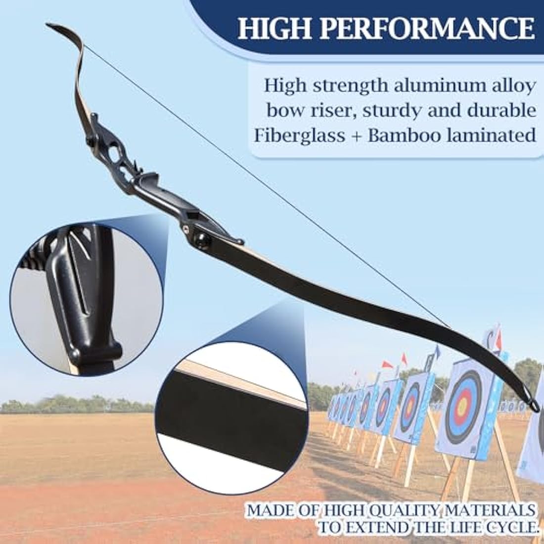 D&Q Takedown Recurve Bow and Arrow Set Adult Kit Archery Hunting Shooting Target Practice Competition Survival Longbow Package 30 35 40 45 lbs Right Handed with Bow Case Stringer Arrow Quiver