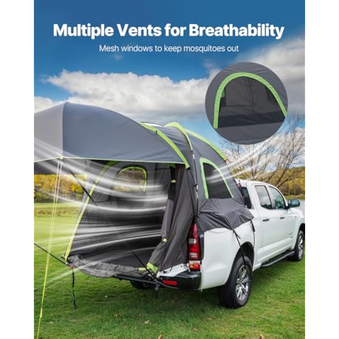VEVOR Waterproof PU2000mm Spacious Double Layer Design, SUV Camping Tent with Shade Awning and Mesh Windows, Includes Rainfly and Storage Bag