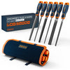 Presch File Set Metal and Wood 6 pcs. with Bag - Professional File Set incl. Half-Round rasp, Flat Stump File, Half-Round File, Round File, Triangular File and Square File