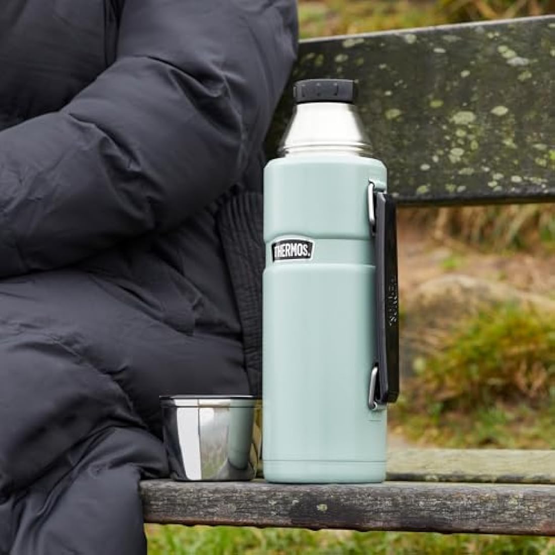 Thermos - Stainless King Duck Egg Travel Flask (1.2L), Premium Leak Proof Insulated Tea & Coffee Flask for Hot & Cold Drinks, Built-in Cup, Twist-Pour Stopper, BPA-Free, Durable Steel, Dishwasher Safe