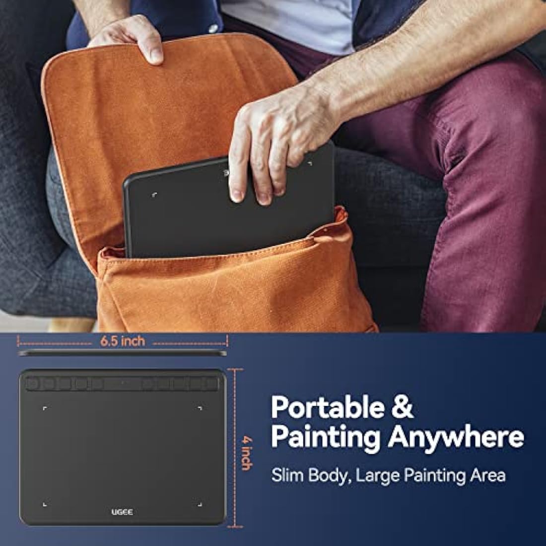 Drawing Tablet, Portable Graphics Tablet with Battery-Free Stylus and 10 Shortcut Keys, 8192 Pressure Sensitivity Digital Graphics Drawing Pad for Windows/Mac/Linux/Android/Chrome OS/OSU