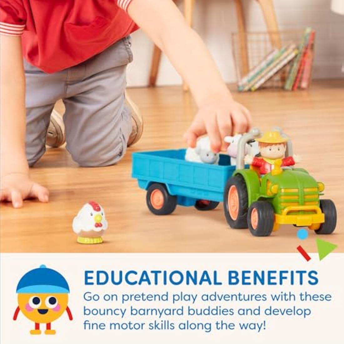 Battat – Farm Toys For Toddlers, Kids – Lights & Sounds Toy Tractor – 7 Pieces Pretend Play Set – Tractor, Trailer, Animals – 18+ Months