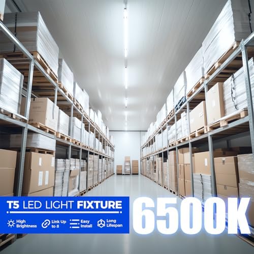 Barrina Led Batten Light 4ft, 8 Packs, T5 Led Tube Lights, 2200lm 6500K Super Bright White LED Garage Lighting, Wall and Ceiling Batten Lights, 20W