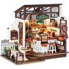 Rolife Dollhouses Café Miniature Wooden Doll House Kit with Furniture Wooden Building Kits with LED Lights for Girls and Women
