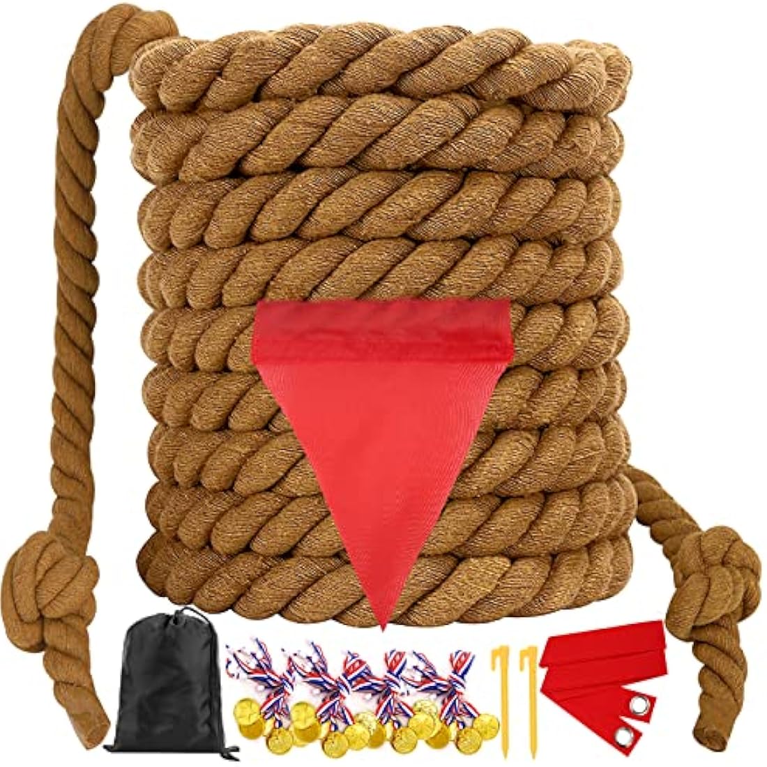 WYRJXYB Field Day Tug a War Rope Games 18M for Kids and Adult, Outdoor Outside Activities Carnival Easter Games for Kids Family Reunion Birthday Party Picnic Yard Fun Games, Summer Camping Game,Brown