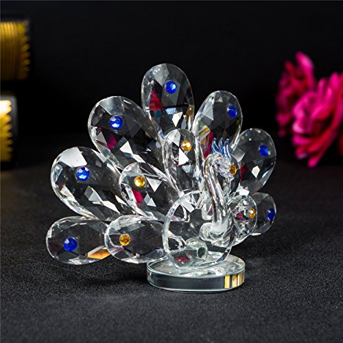 London Boutique Decorative Crystal Animal Peacock Ornament with swarovski crystal elements Gift Ware Present 7506 (Quantity 1 piece)
