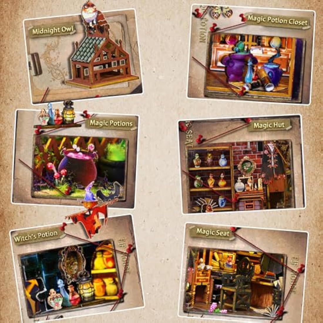 Mostop DIY Miniature Dollhouse Kit, Wooden Dollhouse Kit Miniature House Kit with LED Light,Creative Room Idea for Kids/Adults Magic House DIY Kits (Magic Spirit)