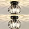 Hudi Fyier Chandelier Crystals Ceiling Lighting Fixtures,2 Pack Small Flush Mount Ceiling Light for Kitchen Hallway Dining Rooms Living Rooms Bar (Black)