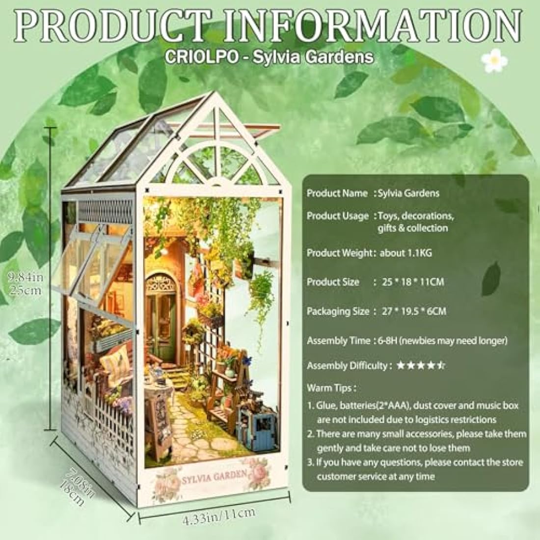 CRIOLPO Book Nook Kit with LED Lights, DIY Miniature House Kit Dolls House Kit, 3D Wooden Puzzle Bookend Booknook Book Shelf Decoration Gift for Teens Adults