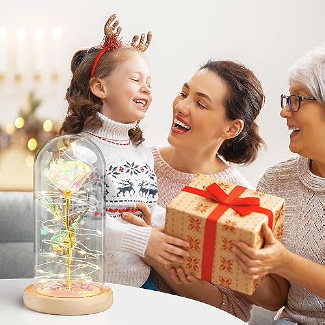 ADAZ Mothers Day Flowers Gifts for Mum,Galaxy Eternal Rose Gift for Her Girlfriend Wife in Glass Dome Colorful Artificial Roses with LED Light on Valentine's Day,Christmas,Birthday,Anniversary