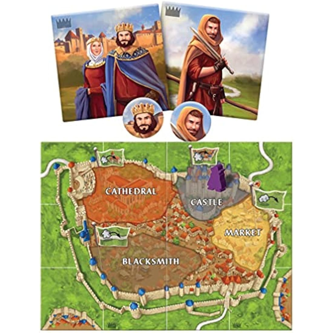 Z-Man Games Carcassonne Expansion 6: Count, King and Robber, Mixed Colours