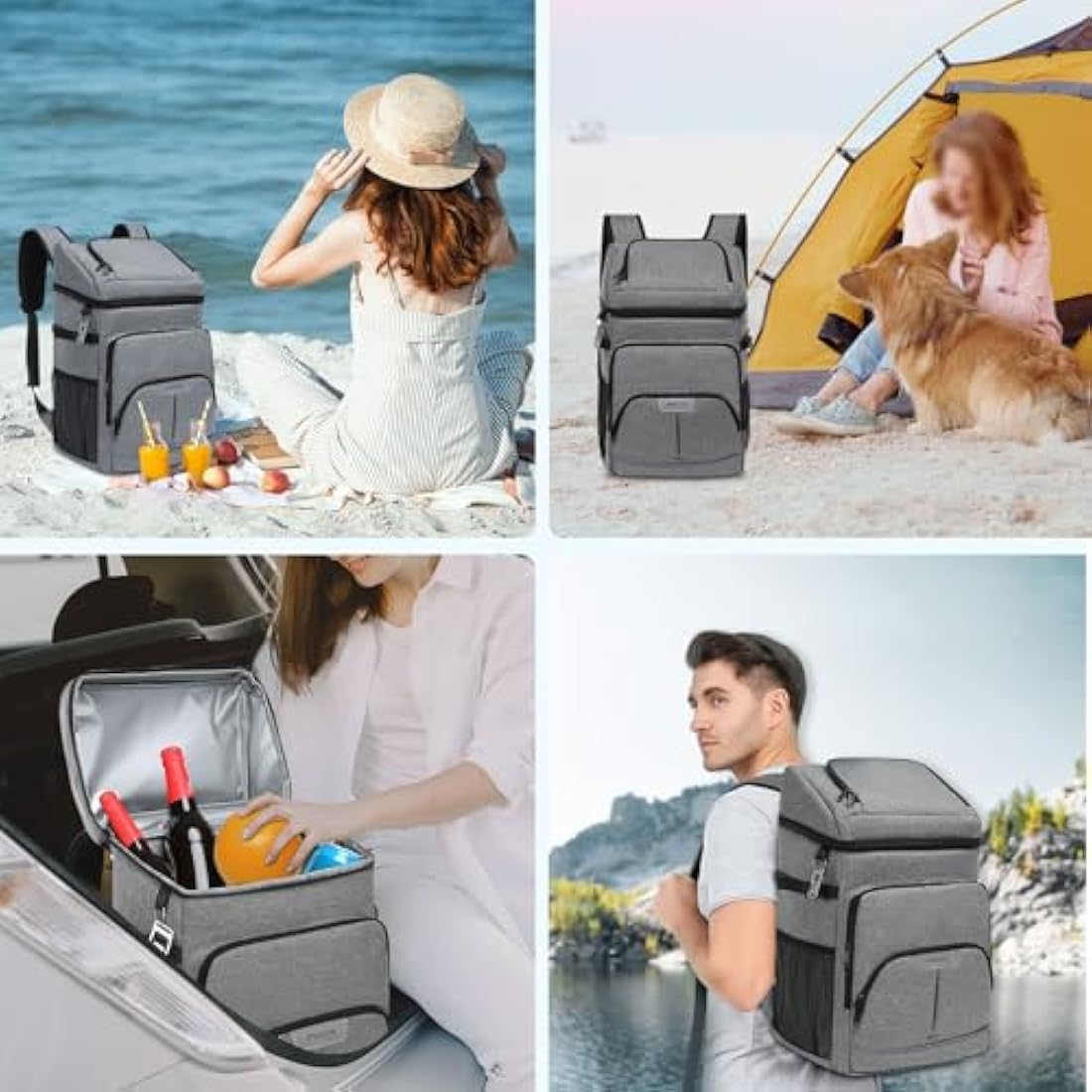 MOSISO Cooler Backpack, 40 Cans Large Capacity Leakproof Insulated Soft Bag, Portable Lightweight Beach Cooler Bag for Men Women, Waterproof Lunch Backpack for Picnics Camping Hiking