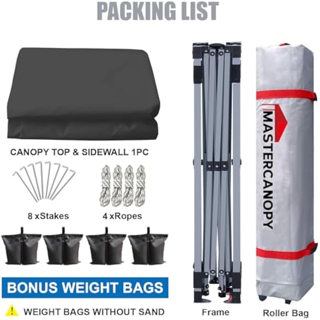 MASTERCANOPY Durable Ez Pop-up Gazebo Tent with 1 Sidewall (3x3M,Dark Grey)