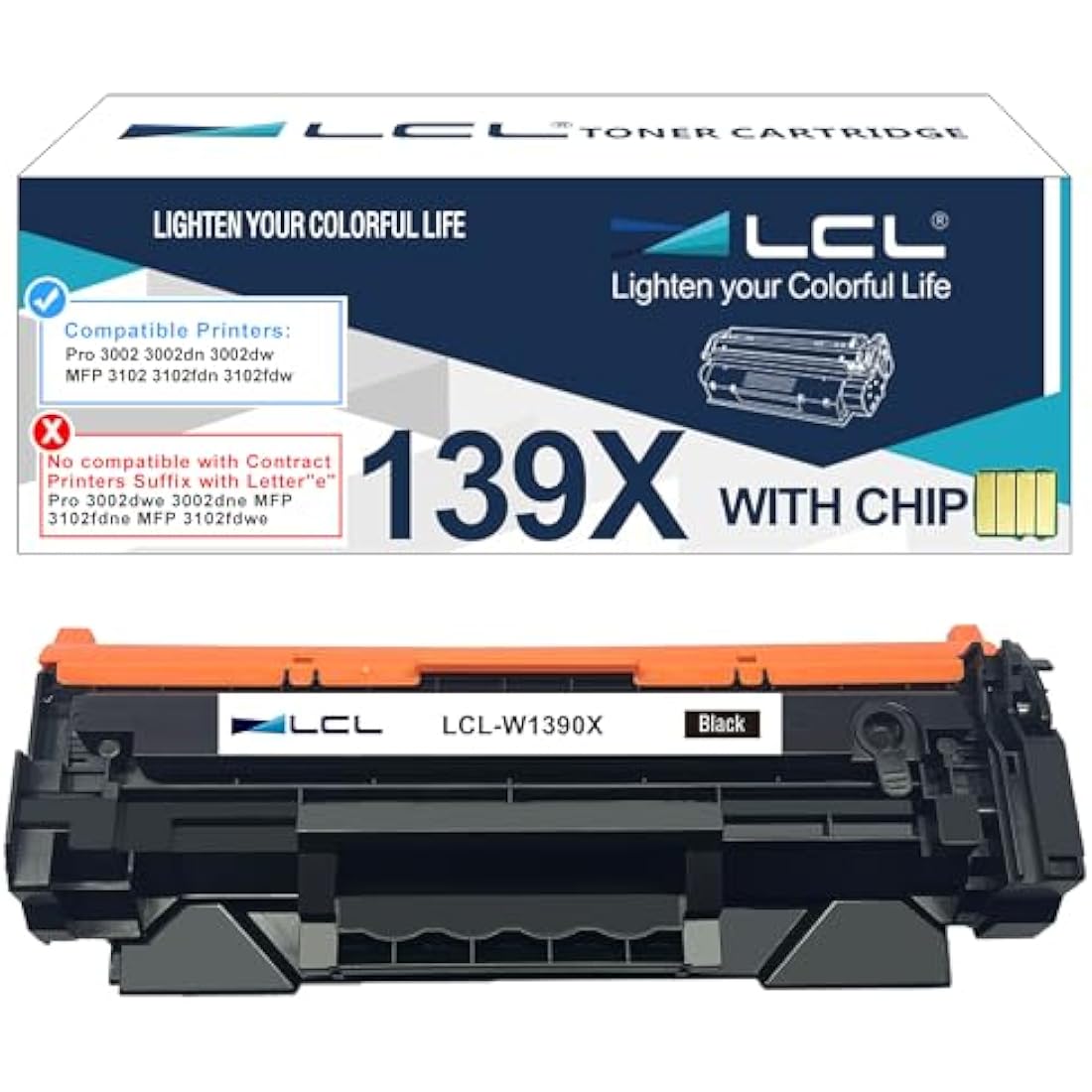 LCL 139X Toner Cartridge Relacement for HP 1139A W1390A 139X W1390X with Chip Replacement for HP LaserJet Pro 3002 3002dn 3002dw MFP 3102 3102fdn 3102fdw Printer (1 Pack)