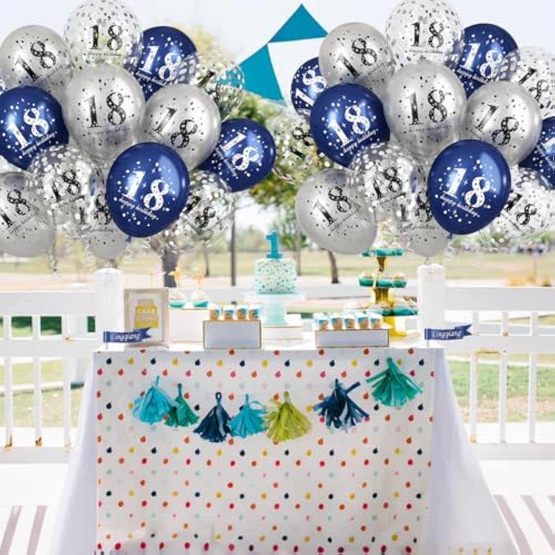 Happy 18th Birthday Balloons for Boys, Navy Blue Silver 18th Birthday Party Decorations for Him, 15 Pieces 18th Balloons for Boys Age 18 Years Old Birthday Celebration Party Decorations Supplies
