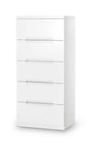 Julian Bowen Manhattan 5 Drawer Narrow Chest, White