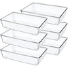 Giklux 6 Pcs Clear Kitchen Drawer Organiser Trays, Acrylic Desk Drawer Dividers Organisers for Cutlery, Kitchen, Cosmetics, Makeup, Utensils, Vanity, Office, Stationery, Plastic Draw Storage Organiser
