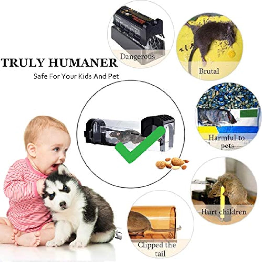 Mouse Trap, Humane Traps for Indoors, Rodent Control Trap High Sensitive No Kill, Mousetrap Friendly Kids & Pet, Professional Mice Catcher Reusable Easy to Use