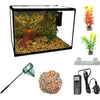 LED Glass Aquarium Fish Tank Starter Kit With Fish Net, Led Light and Air Pump Filter (26L)
