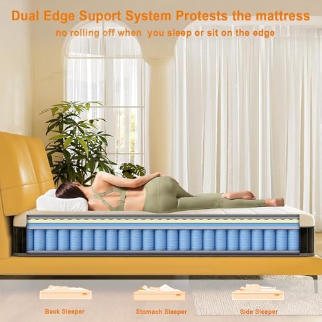 MOLPHIT Small Double Mattress, 10 Inch Hybrid Mattress with Breathable Foam and Individually Pocket Spring, Memory Foam Mattresses for Back Pain Relief, Medium Firm Mattresses in a Box, 120x190x25cm