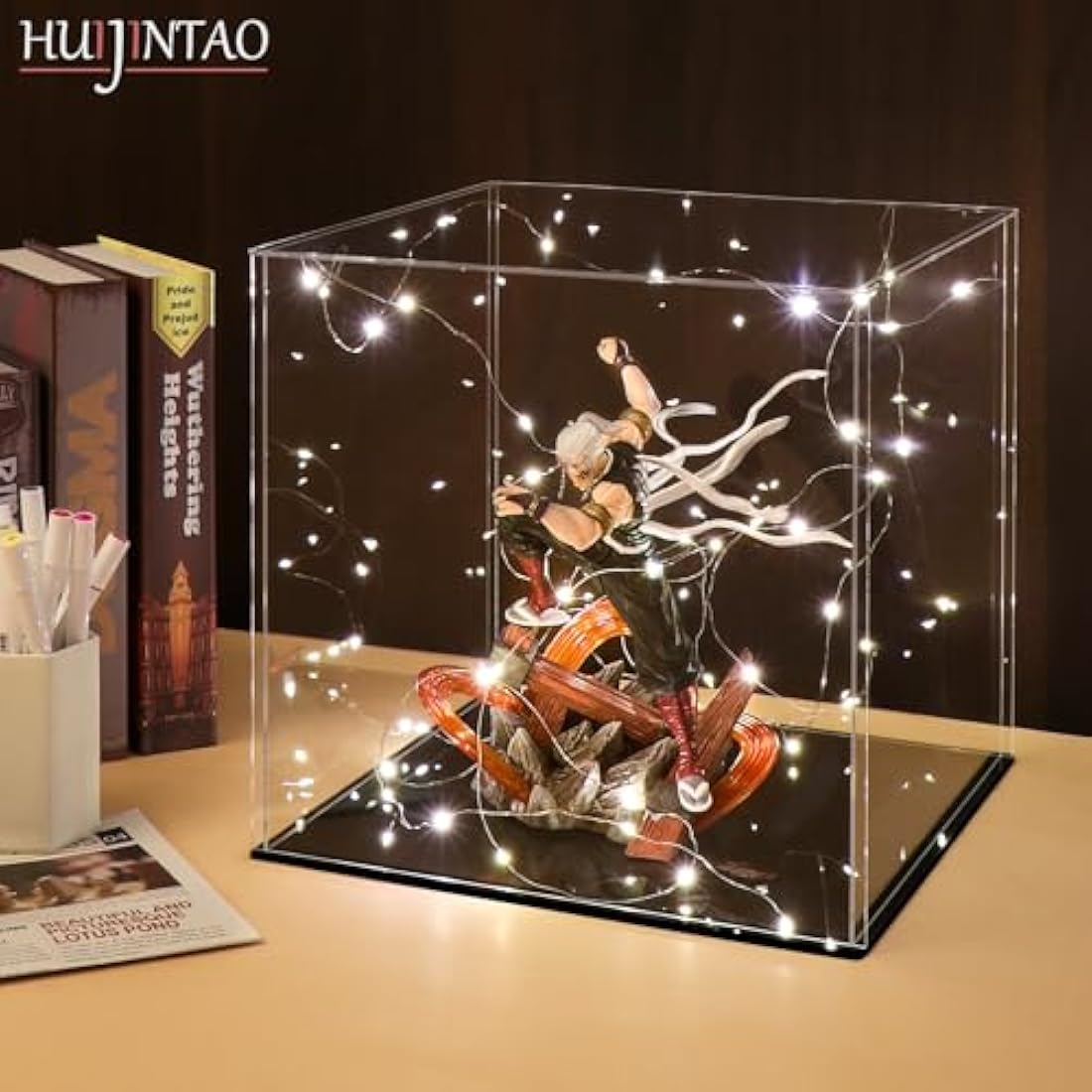 HUIJINTAO Clear Acrylic Display Case Countertop Box Cube Organizer Stand Dustproof Protection Showcase for Action Figures/Toys/Collectibles(12x12x12inch;30x30x30cm)