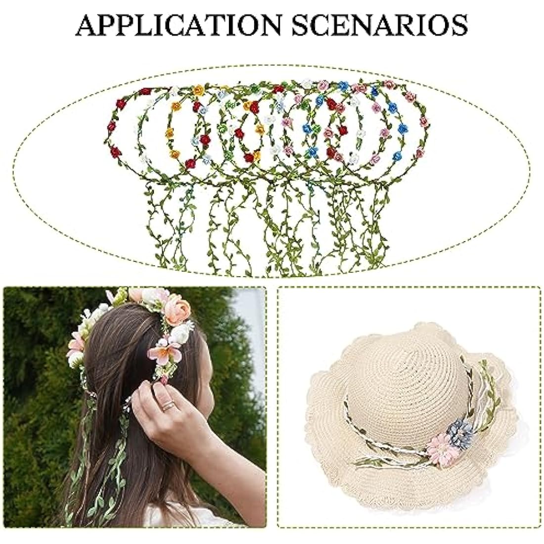 Artificial Vines 65 Ft fake hanging plants silk ivy artificial eucalyptus leaf garland green leaves ribbon trim for Wedding Birthday Party DIY Craft Cakes Garden Wall Decoration
