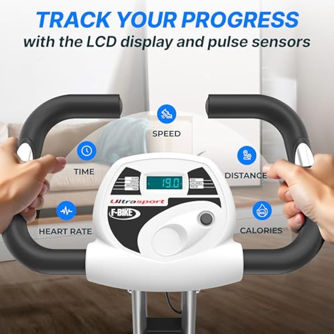 Ultrasport F-Bike Folding Exercise Bike - Extra Silent with Relax Foam Seat and LCD Display - Exercise Bikes for Home Use, Exercise Bike Foldable, Indoor Bike, Stationary Bike