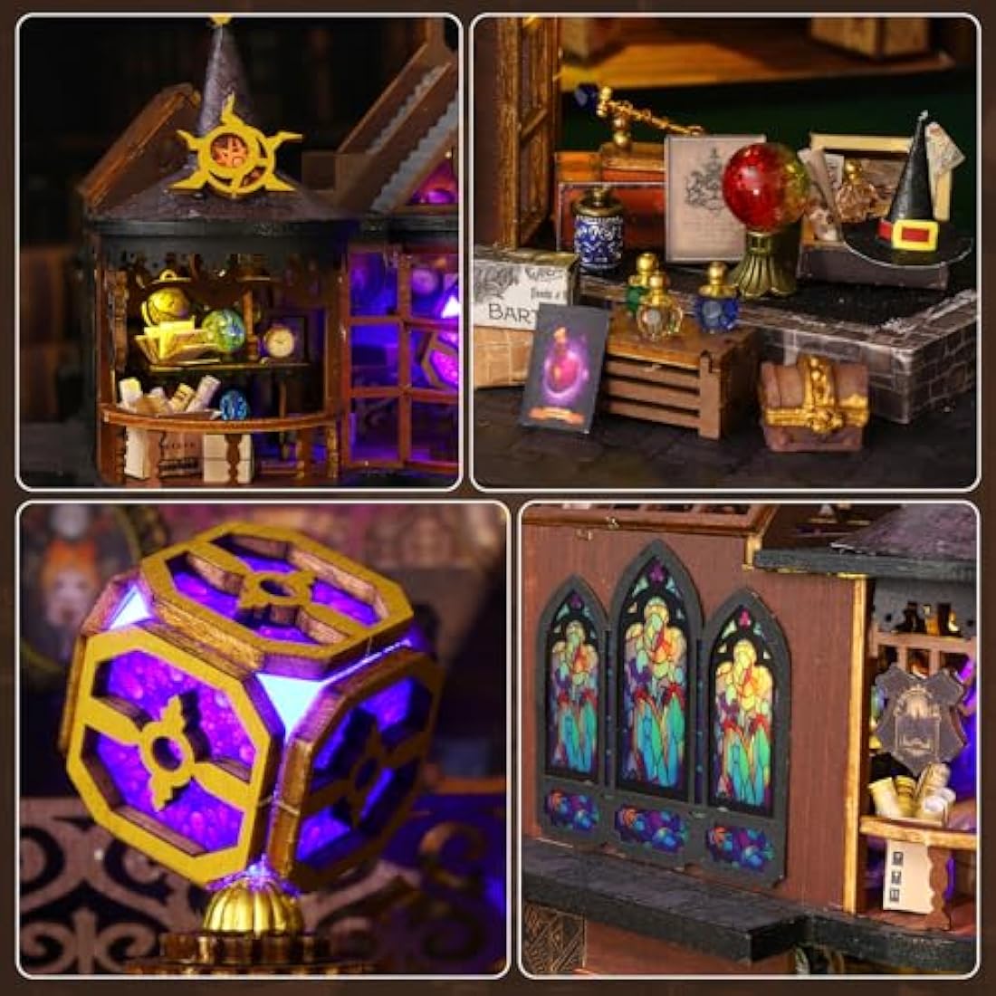 Mostop DIY Miniature Dollhouse Kit, Wooden Dollhouse Kit Miniature House Kit with LED Light,Creative Room Idea for Kids/Adults Magic House DIY Kits (Magic Treasure House)