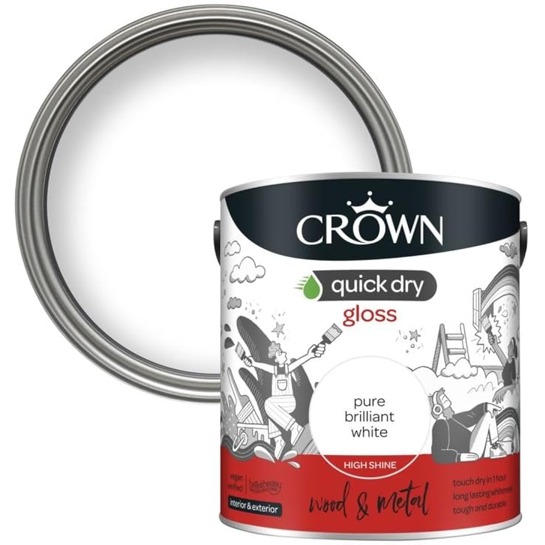 Crown Quick Dry Gloss Pure Brilliant White 2.5l Interior/Exterior
